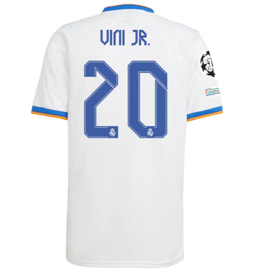 2021/22 Real Madrid Home Kit Soccer Jersey with VINICIUS JR. 20 printing